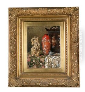Stillleben Mit Asiatischer Vase Und Elfenbeinfigur