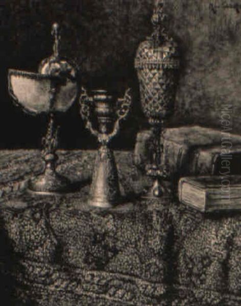 Stilleben Mit Nautiluspokal, Brautbecher Und Ananaspokal - view 1