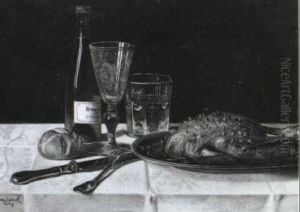 Stilleben Mit Gespicktem Entenbraten by Max Schoedl