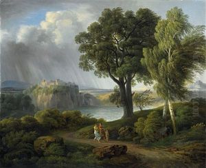 Ideallandschaft Mit Aufziehendem Gewitter by Johann Nepomuk Schoedlberger