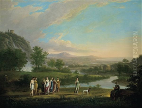 Arkadische Landschaft Mit Der Begegnung Von Meleager, Atalante Und Der Jagdgottin Im Beisein Homers - view 1