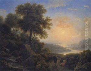 Weite Landschaft Im Abendlicht by Johann Nepomuk Schoedlberger