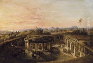 Ruines Egyptiennes Dans Un Paysage by August Theodor Schoefft