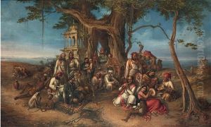 The Thugs Of India: Halt At The Shrine Of Ganesh by August Theodor Schoefft