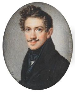 A Portrait Of A Fiery Young Man With A Moustache And Dark Curls