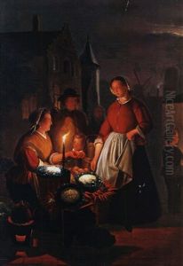 Gemusemarkt Bei Nacht by Jacobus Schoemaker Doyer