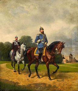 Kaiser Friedrich Iii. Und Sein Adjutant Oberst Julius Von Sommerfeld Vor Dem Neuen Palais In Potsdam