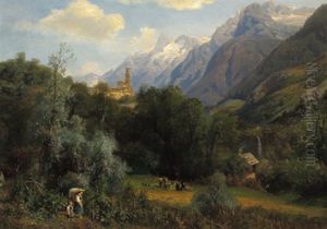 Weinernte In Sudtirol Mit Blick Auf Eine Burg by Eduard Schoenfeld