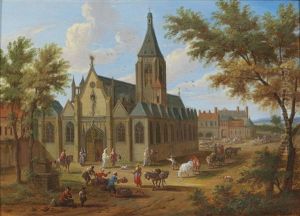 A View Of The Eglise De Saint Sulpice In Paris by Mathys Schoevaerdts