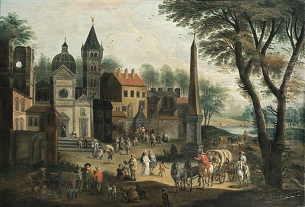 Entrance To A Village With An Obelisk - view 1