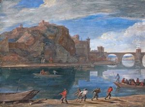 Le Passage Du Bac Devant La Ville D'avignon by Mathys Schoevaerdts