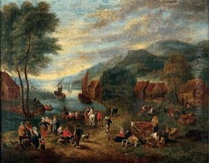 Scenes Villageoises (pair) by Mathys Schoevaerdts