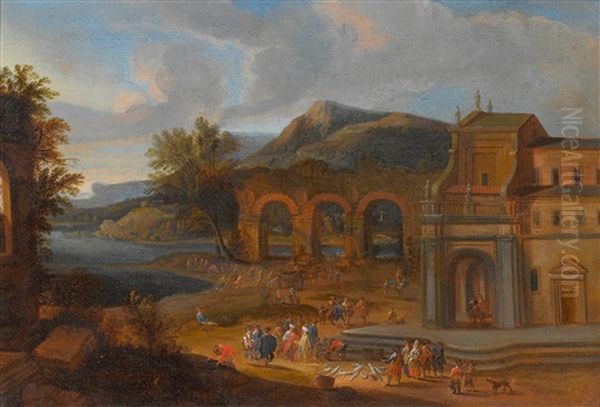 Fischmarkt Auf Dem Platz Vor Der Kirche Einer Sudlichen Stadt - view 1