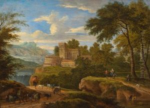 Paysage Mediterraneen Avec Betail Et Personnages