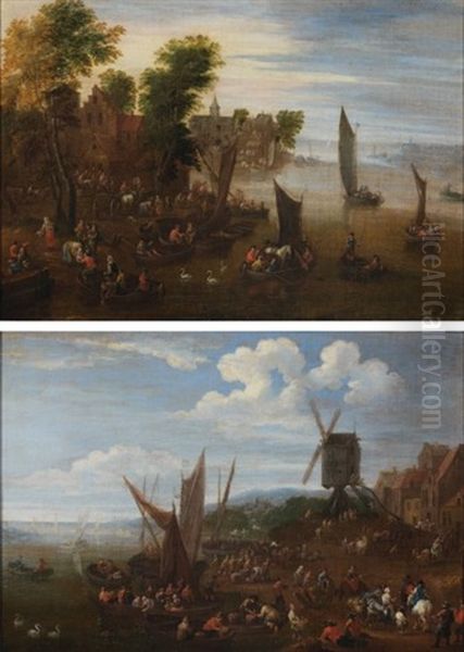 Paysages Fluviaux Animes De Personnages (2 Works) - view 1