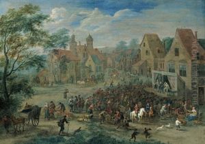 Eine Auffuhrung Von Wanderschauspielern In Einem Dorf