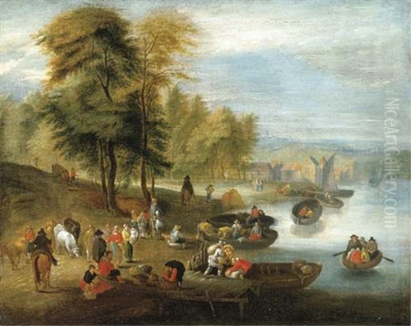 A River Estuary With Peasants Loading Barges - view 1