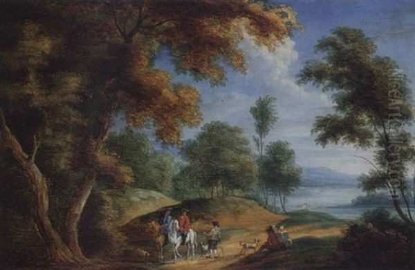 Bewaldete Landschaft Mit Reitern - view 1