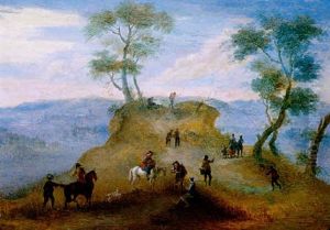 Paysage Anime De Personnages Cheminant Sur Une Route De Campagne