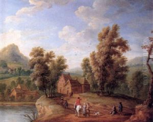 Travellers An Peasants On Country Roads In Riverlandscapes On A Summerday
