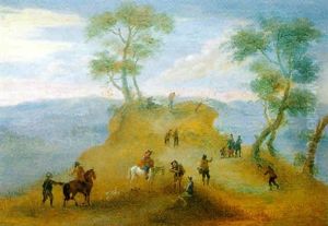 Paysage Anime De Personages Cheminant Sur Une Route De Campagne