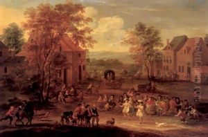 A Festival In A Country Village by Mathys Schoevaerdts