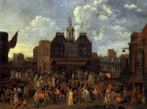 Markszene In Einer Niederlandischen Stadt by Mathys Schoevaerdts