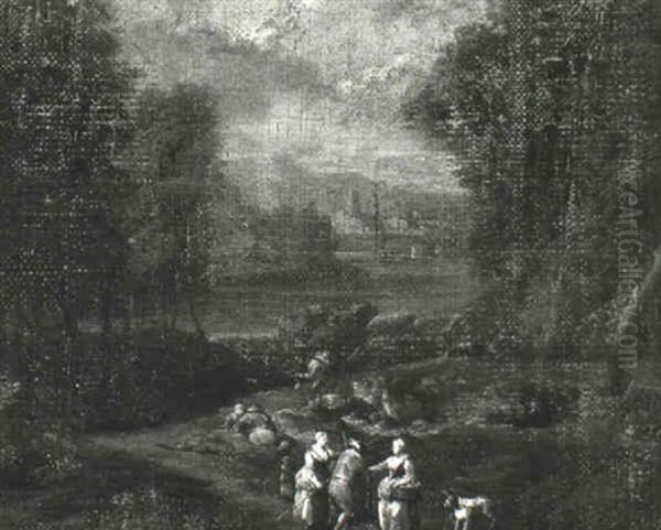Peasants In A Wooded Landscape - view 1