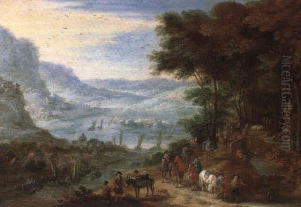 Travellers Resting By A Stream - view 1