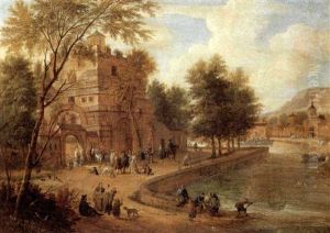 Figures Beside A Ruin Near A River Figures Beside A Ruin Near A River