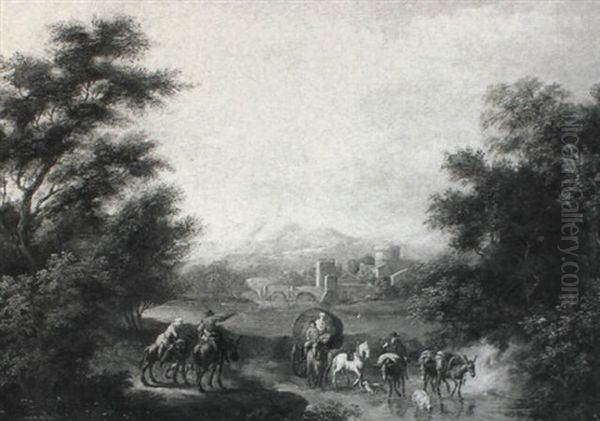 Travellers Meeting At A Ford - view 1