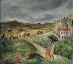 Vorstadt Mit Lorenschiebern by Otto Schoff