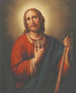 Der Hl. Judas Thaddaus Mit Dem Bildnis Christi Auf Der Brust Und Mit Keule by Marie Schoffmann