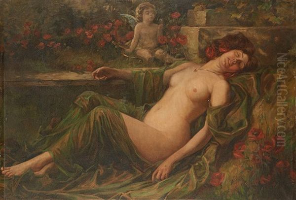 Jeune Femme Nue Endormie Dans Les Coquelicots - view 1