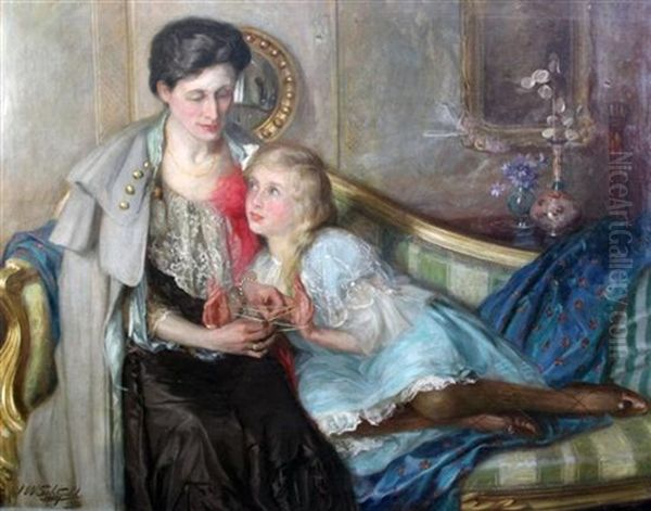 Portrait Of A Mother And Daughter Playing Cat's Cradle - view 1
