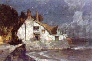 Figures On A Moonlit Quay (+ The Quayside Cottage; Pair)