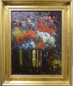 Still Life Of Assorted Flowers In A Glass Vase Still Life Of Assorted Flowers In A Glass Vase