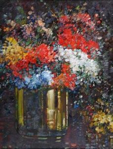 Still Life With Flowers In A Glass Vase by Kershaw Schofield