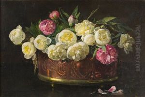 Kupferkubel Mit Pfingstrosen by Otto Scholderer