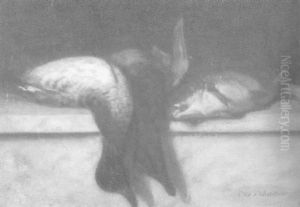Stilleben Mit Fisch Und Enten Auf Einem Steinpodest
