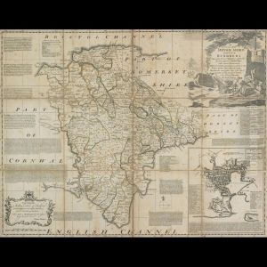 An Accurate Map Of Devonshire Divided Into Hundreds by Emanuel Bowen