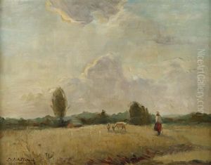 Doppelbild "die Ziegenhirtin" Und "dorfidylle" by Leopold Scholm