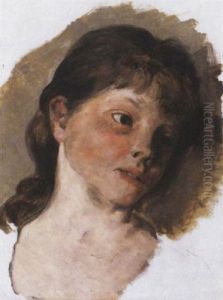 Bildnis Eines Madchens Im Dreiviertelprofil Nach Rechts by Julius Scholtz