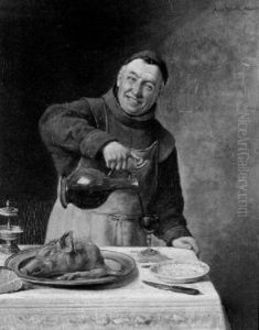 Monk Pouring Wine by Max Scholz