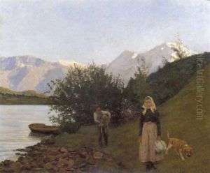 Abendstimmung Am Haidersee, Studtirol, Ruckseitig by Richard Scholz