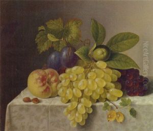 A Still Life With Grapes, Plums, A Lime And A Peach by Friedrich Wilhelm Schon