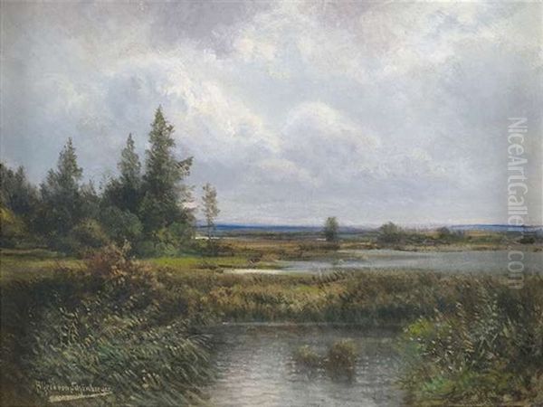 Sommerliche Moorlandschaft Mit Baumen. Sommerliche Landschaft Mit Blick Auf Kronberg Im Taunus (pair) - view 1