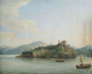 Blick Auf Eine Kleine Insel Im Lago Maggiore Mit Villenarchitektur by Lorenz Adolf Schoenberger