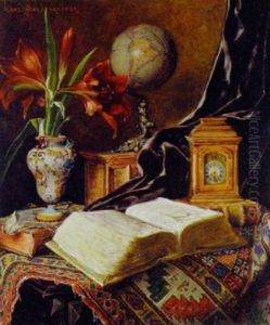 Stilleben Mit Buchern Und Globus by Ignaz Schoenbrunner the Elder