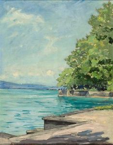 Blick Vom Lindenhofpark In Lindau-schachen Uber Den Bodensee Auf Das Schweizer Ufer
